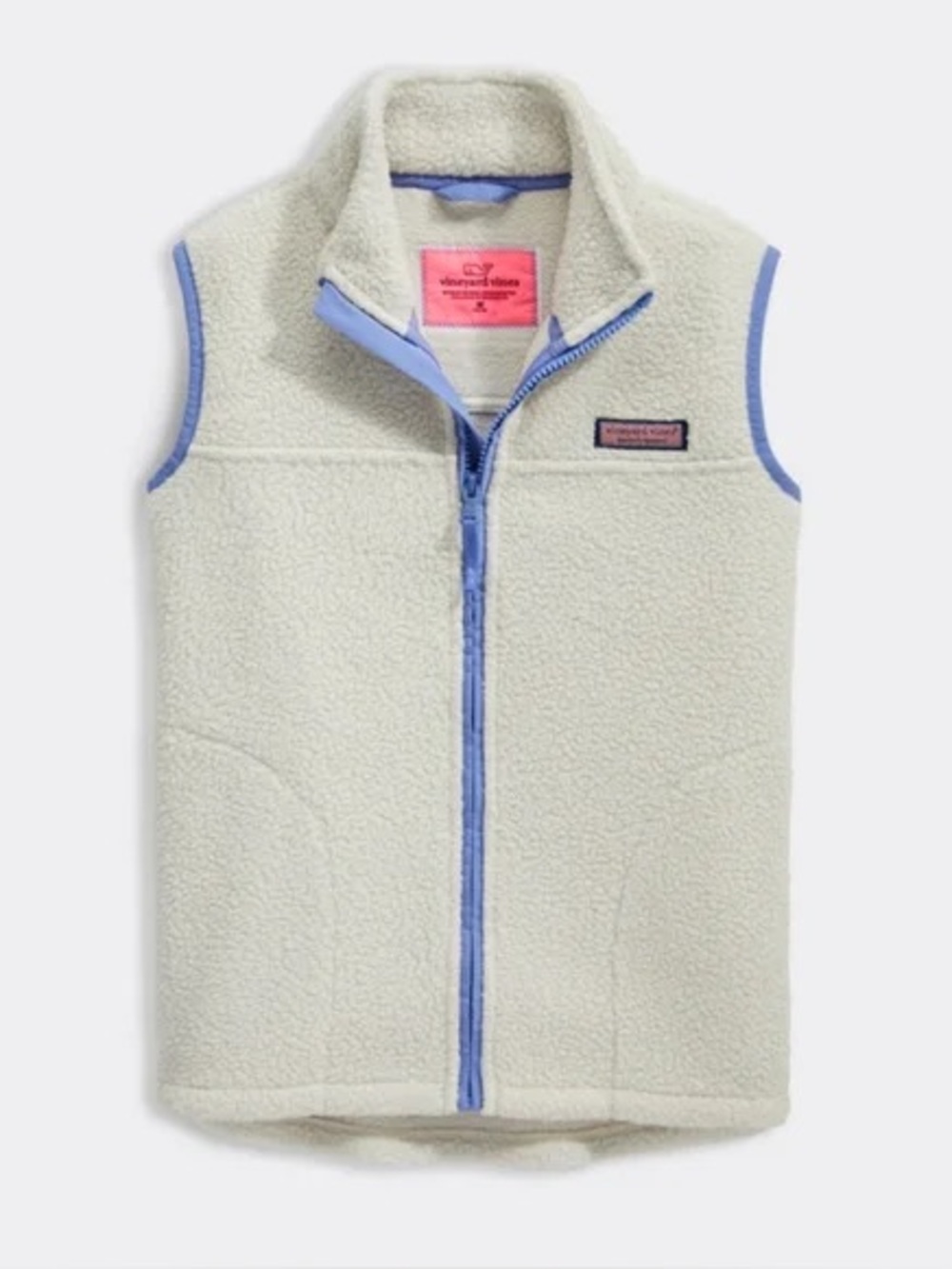 Vineyard Vines 3T Girl’s Cream Sherpa Vest with Periwinkle Trim